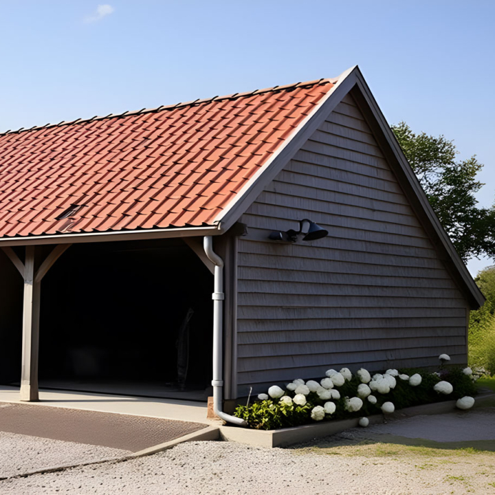 Model Kenchester bouwpakket met rood pannendak, open vakken en houten gevelbekleding